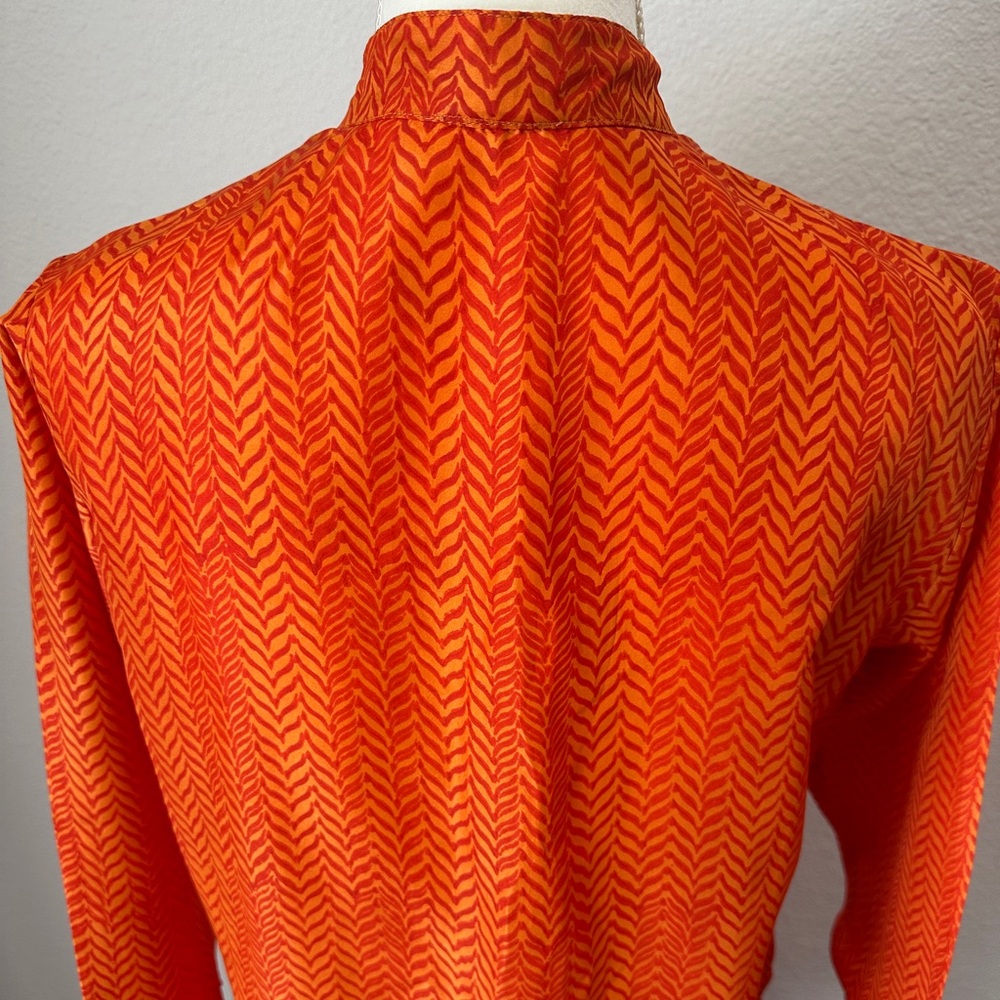 Roberta Roller Rabbit Vibrant Orange Patterned Silk Dress - Picture 8 of 13